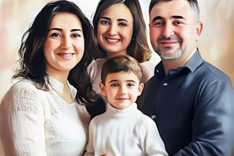 realistic family portrait, couple or group from photo