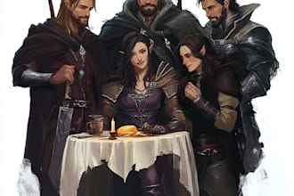 draw dnd art character, creature, game art, sheet, fantasy art and dnd party