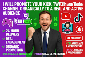 organically promote your kick twitch youtube channel to real audiences