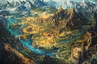 make artistic fantasy map, sci fi map for you