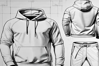 create fashion tech pack and flat sketches for clothing production and brands