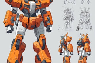 draw high quality robot, mecha concepts