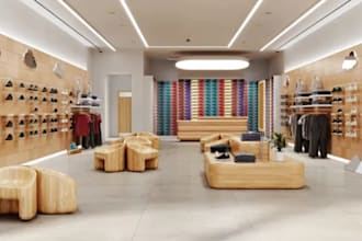 design interior render 3d architecture rendering of warehouse, shop floor plan