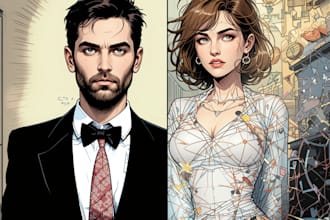 draw retro vintage comic illustration for you