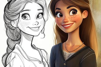 draw disney caricatures and friendship portrait