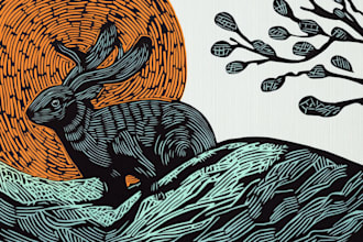 create artistic linocut illustration in my style