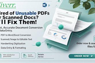 do PDF to excel, scan pages to word or excel, file conversion