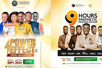 create unique event church business flyer,postcard, programme for event