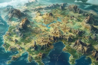 make fantasy map illustration for dnd, novels and games