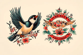 create any design in traditional tattoo or old school style