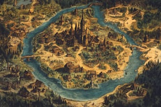 create a beautiful fantasy map in 4k for you