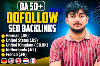 make high da french fr, dutch nl, german de, usa us, uk, swiss SEO backlinks