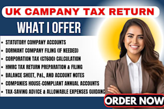 prepare UK company accounts UK annual corporate accounts and UK tax return hmrc