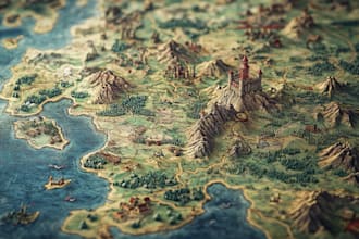 make fantasy map illustration for dnd, novels and games