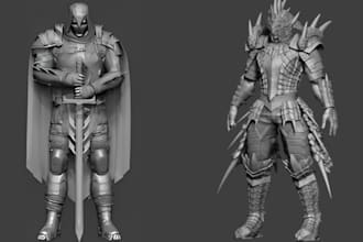 design a realistic 3d armor, cosplay, 3d weapon, 3d helmet,for game and 3d print