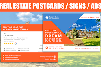 design real estate postcard flyer and facebook ads