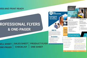 design one pager, sell sheet, sale sheet, product flyer design, checklist