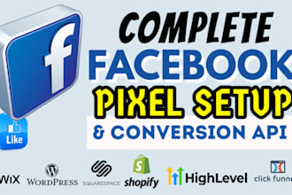 set up or fix meta facebook pixel conversion API shopify, google analytics 4,GTM