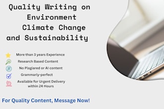 research and write on environment, climate change, and sustainability