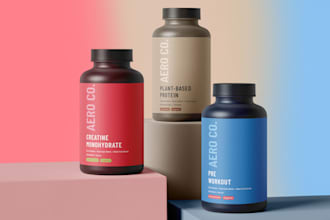 design minimalist supplement label and packaging