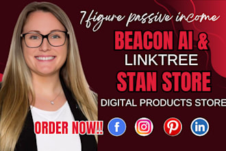 setup and design beacon ai, linktree, stan store for your social media account