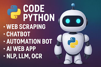 do python ai, ml, bots,  web, java cpp, programming projects, tasks, llm project