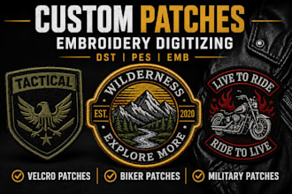 digitize custom embroidery patches for caps and jackets