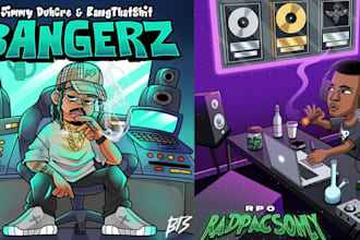 draw cartoon album cover song cover music cover art single hiphop mixtape cover