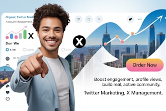 do x twitter marketing, manage x account and promotion to get followers