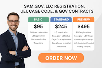set up sam gov, llc, uei, cage code, and prepare you for government contracts