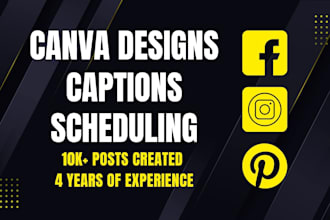 design canva visuals for social media, captions, scheduling