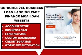 design gohighlevel business loan landing page wordpress finance mca loan website
