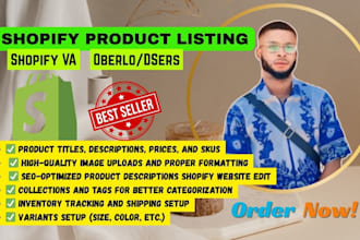 do shopify product listing, product upload and fix shopify product page with seo