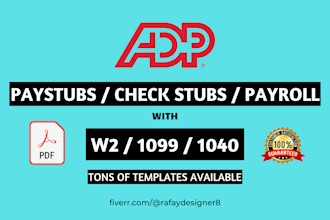 do adp paystub, check stub, pay stubs, w2, 1099 and 1040 urgently