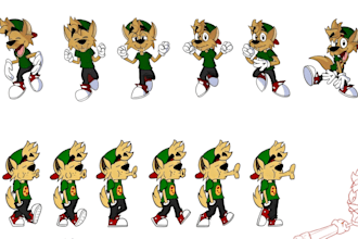 draw 2d pixel art character background, lofi loop animation gif, 2d sprite sheet