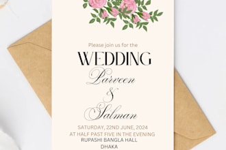 create elegant wedding and reception card using canva