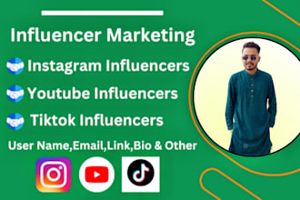 instagram tiktok youtube influencer email list