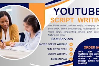 write native screenplay true crime script podcast film pitch deck movie script