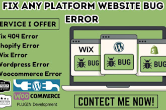 fix wix bug wordpress bug and shopify bug fix website bug error customize theme
