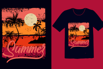 make vintage, outdoor, summer t shirt design for vacetion