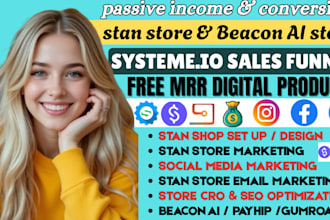 systeme io sales funnel, stan store, stan store marketing, stan store, beacon ai