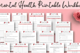 create printable mental health worksheet self help workbook and wellness journal
