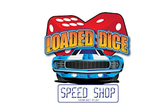 design poker dice or hot rod builder show logo