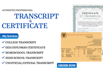 design authentic college transcript, diploma, ged certificate, homeschool