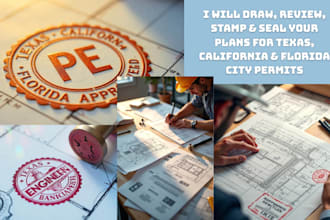 draw, review, stamp and seal your plans for tx, ca and fl city permit