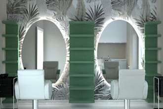 luxury cosmetics makeup beauty salon spa logo design, 3d interior, barber shop