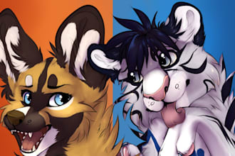 draw furry art fursona, anthro, oc, headshots commissions for you