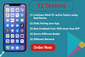 provide 12 app testers or 20 testers for google play closed testing app review