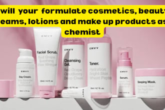 formulate cosmetics, beauty creams, lotions and make up products as a chemist