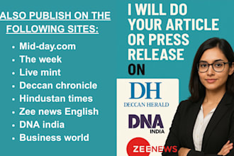 do your article or press release on deccan herald, dna india, or zee news